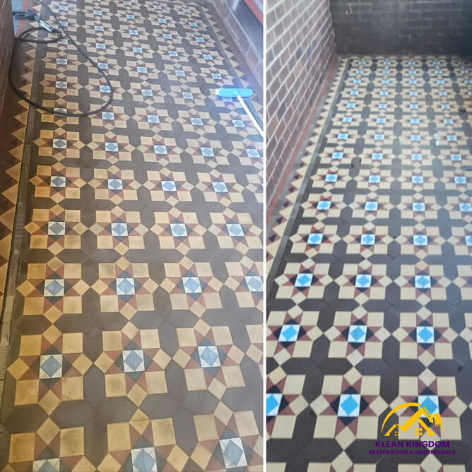 Federation-era tessellated porch tiles restored — professional cleaning, regrouting and sealing in Eastwood, Sydney Heritage tessellated porch tiles restored — professional cleaning, regrouting and sealing in Eastwood, Sydney