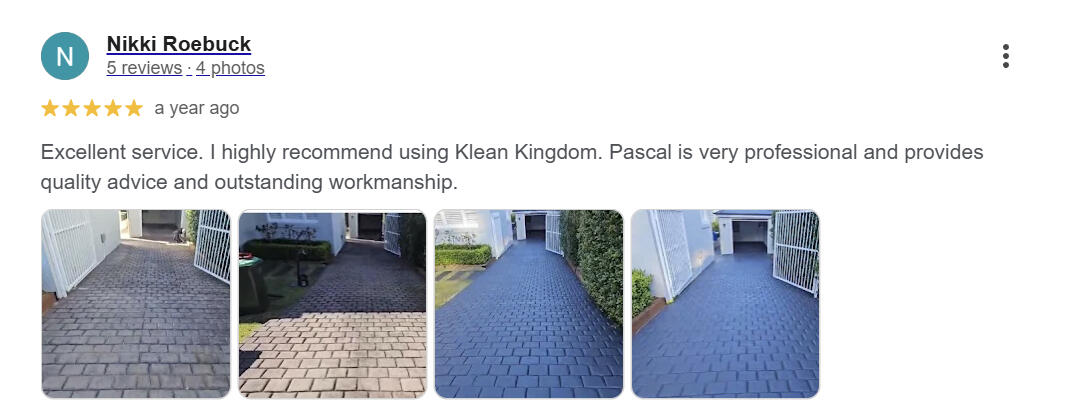 5-star Google review: driveway paver cleaning & sealing — Klean Kingdom, Sydney 5-star Google review: driveway paver cleaning & sealing — Klean Kingdom, Sydney